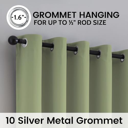Image of SimpleHome Sage 100% Blackout Curtains Room Darkening Living Room 84 Inch