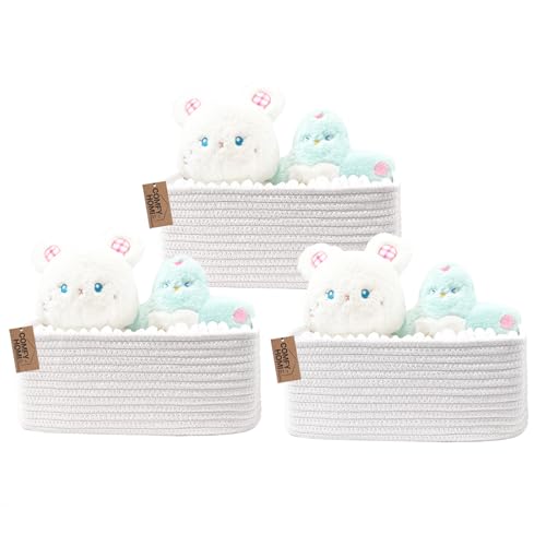 Image of COMFY-HOMI 13 inch x 8.5 inch x 5.1 inch Storage Baskets for Organizing | Cotton Rope Woven Basket | Toy Storage Bin Box | Basket for Shelves, Closet Organizer Bin, Decorative Closet Shelf, 3 Pack