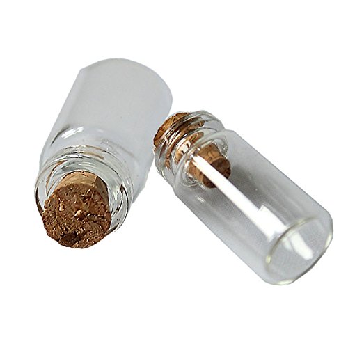 20 Mini Fioles En Verre Avec Bouchons Liège - Dimensions 17,5x12x10 Mm - Pour Créations DIY Et Perles