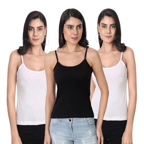 Image of Aimly Women's Cotton Regular Fit Camisole Slip Pack of 3