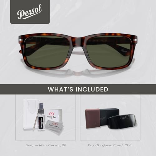 Persol PO3048S Rectangle Sunglasses for Men +BUNDLE with ACCESSORY EYEWEAR KIT2