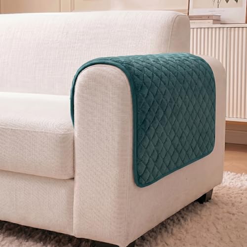Image of Story@Home Premium Quilted Sofa Armrest Covers | Anti-Slip Armrest Covers for Sofa | 1 Pair - 70(D) x 50(L) cm - Teal