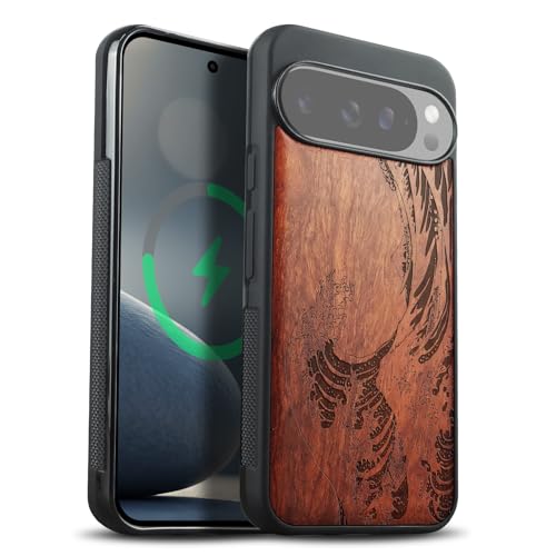 Coque bois Google Pixel 10 gravée l'esprit de la vague et de la nature