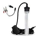 XINHAOHANG Led Fishing Light,Ice or Night Fishing,Battery Clip 12V 6.5W 800LM IP68 5M,Underwater Sub