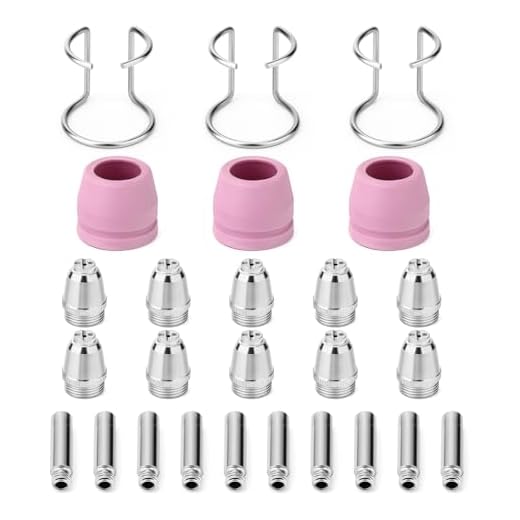 MEANLIN MEASURE 26Pcs AG-60 Plasma Cutter Torch Consumables Kit with 040'' Copper Nozzle Electrode Ceramic Cups For Pilot Arc Plasma Cutting Machine AG60 WSD60 AG60P BTC500DP BTC650DP