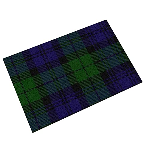 Scottish Plaid Green Black Blue Campbell Tartan Front Door Mat Durable Pvc Doormat Outdoor Indoor Entrance Mat Waterproof Entry Rug With Non-Slip Backing Easy Clean 23.6X15.7 Inch #TOP3