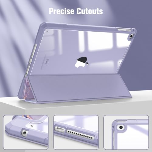FINTIE Hybrid Case for iPad 6th/5th Gen (2018-2017) and iPad Air 2/Air 1 (2014-2013) - 9.7 Inch Shockproof Hard Shell Clear Cover with Pencil Holder, Lilac Marble - Image 7