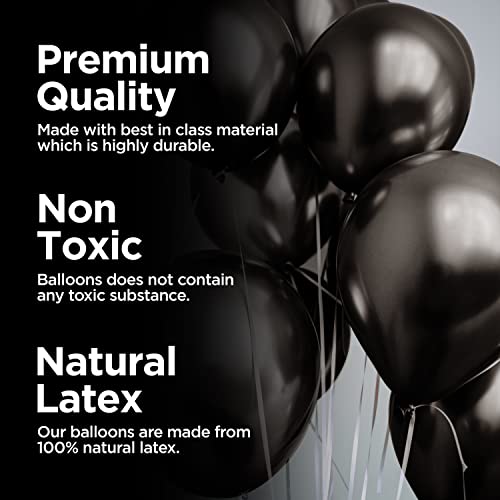 Image of ITAF Black Metallic Finish Shiny Balloons For Birthday /Anniversary /Engagement /Wedding /Baby Shower /Farewell /Any Special Event Theme Party Decoration - Pack of 50