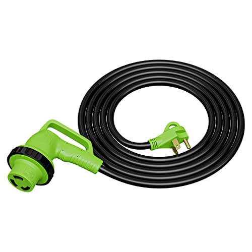 Leisure Cords 90 Degree 15' Power/Extension Cord With 30 Amp Male Standard / 30 Amp Female 90 Degree Locking Adapter (30 Amp - 15 Foot) #TOP7