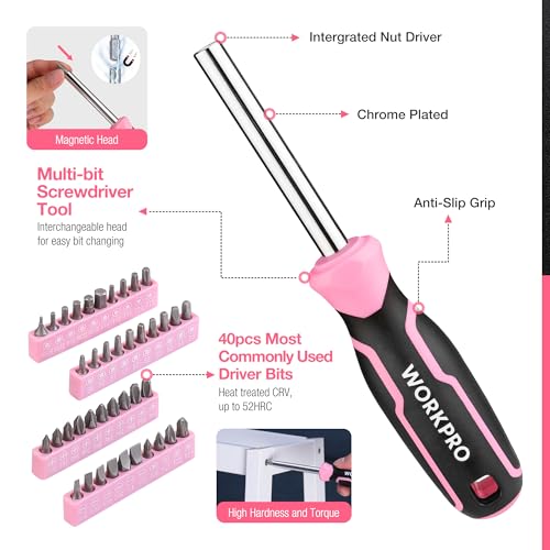 WORKPRO Pink 277-Piece Tool Kit