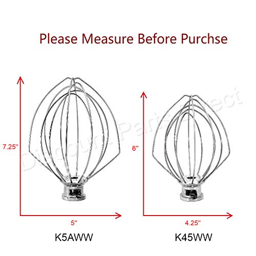 6'' K45Ww Wire Whip For Tilt-Head Stand Mixer For Kitchenaid, Heavy Cream Beater, Stainless Steel Egg Cream Stirrer, Cakes Mayonnaise Flour Whisk #TOP1