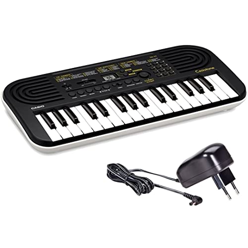 SA-51 Mini Tastiera 32 Tasti: Tastiera Digitale Portatile e Leggera per Bambini, Compatibile con Cuffie - MusicalStore2005 (Tastiera SA-51 con Alimentatore, Nero/Grigio Chiaro)