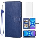 Asuwish Cover per Huawei Honor 8X/View 10 Lite con Pellicola Vetro Temperato Vetrino Portafoglio Libro Pelle Porta Carte Supporto Protettiva Protezione TPU Hawaii Honor8X 5G JSN-L21 Custodia Case Blu