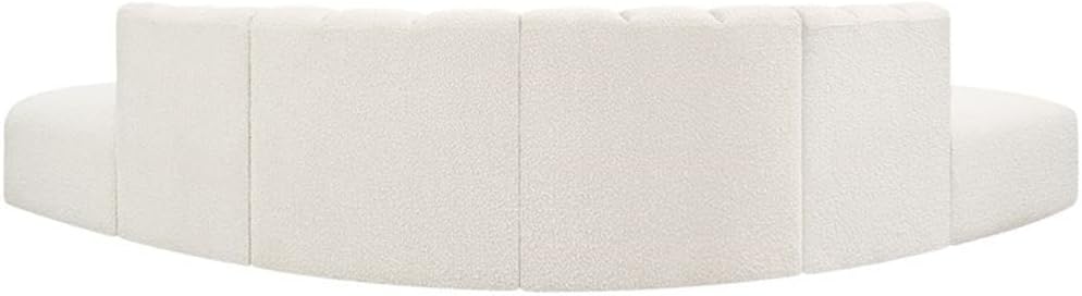 BOWERY HILL Modular Sectional Sofa, Cream Boucle Fabric, 146" W x 76" D x 30" H, Deep Channel Tufting, Contemporary Living Room Seating, Versatile Attachment for Custom Configurations