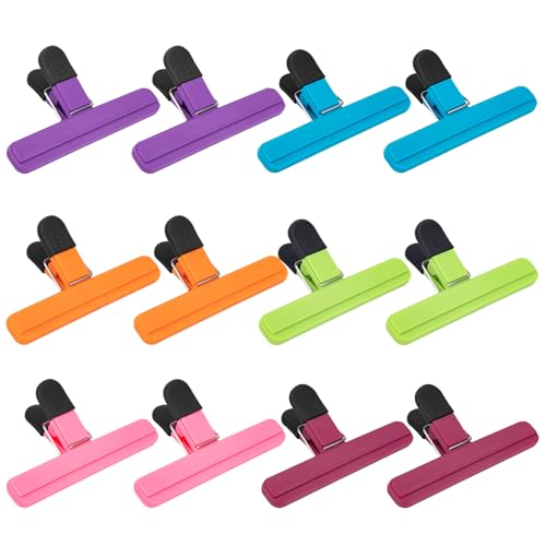 OWLKELA 12 Pcs Chip Clips,6 inch x 3.4 inch, Multicolor