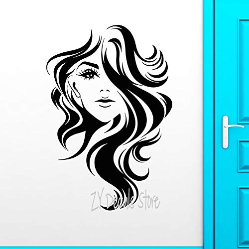 Sexy Girls Vinyl Wandtattoo Schönheit Lange Friseursalon Mädchen Gesicht Frisur Wandaufkleber Für Fenster Barbershop…