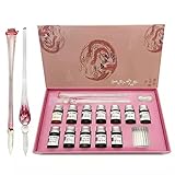 Crystal Glass Pen set, calligraphy pen set, 12 bottles of ink， Great gift for graduation,...