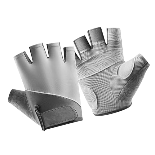 equlup 1 Pair Half Finger Sports Gloves, Polyester Anti Slip Breathable Sun Protection Cycling Gloves Fingerless Gloves for Men and Women (M)