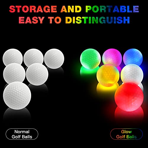Glow In The Dark Golf Balls, Night Glowing Long Distance Led Golf Ball Colored, Golf Sports Games For Men Women And Children (6 Colors) #TOP1