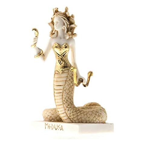 Medusa Ancient Greek Snakeheaded Monster statue alabaster gold tone 6.69'' Cover