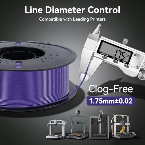 Image of Kingroon PETG 3D Printer Filament, High Strength, Low Warping, Odorless, Dimensional Accuracy + /- 0.02 mm, 1kg Spool(2.2lbs), 1.75 mm, Purple