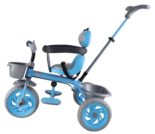 Image of Toyzoy Cotton Candy Grand Kids|Baby Trike|Tricycle with Cushioned Seat & Storage Basket for Kids|Boys|Girls Age Group 2+ Years (Blue)