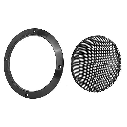 X Autohaux A20042200UX0031 2Pcs 6.5 Inch Metal Glossy Audio Speaker Cover Mesh Subwoofer Grill Horn Guard Decorative Circle Grille Protector Black thumb #6