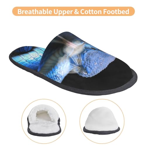 Blue Viper Snake Print Women Slippers Home Furry Shoes Keep Men Couples Shoes Warm For Women-4