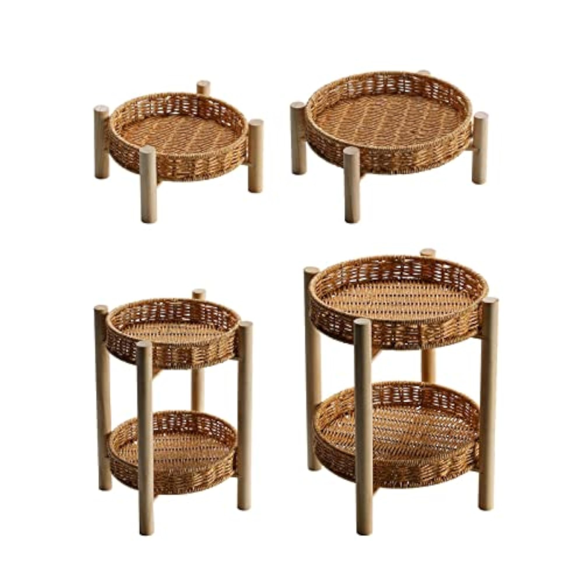 Rattan Vegetable Storage Serving Basket Round