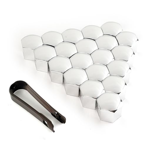 XUKEY 20pcs 21mm Vehicle Wheel Nut Bolt Caps Hub Screw Cover,Car Accessories Wheel Nut Lug Hub Covers Caps Screw Studs Decoration Sedan Silver