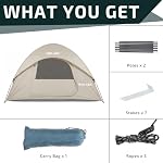 Golabs CT1 2 Person Camping Tent, Easy Set Up in 3 Mins, PU800mm Waterproof w/Mesh Top & Door with Ventilation, Lightweight 4.4lbs Portable Family Tent with Carry Bag &Interior Storage Pockets &Hook