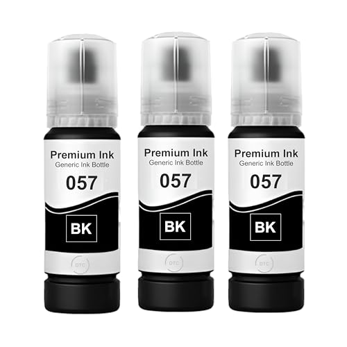 Image of Duplex DTC Refill Ink 057 Compatible with Epson L8050, L18050, L8150W Printer (057 Black Ink 3 Pcs)