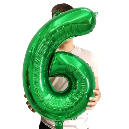 Image of Number Balloons Green Party Balloon - Giant Number 6 Balloon, 40 Inch Large Balloon for St. Patrick's Day Games Theme Birthday Decoration, Girls Boys Party Supplies
