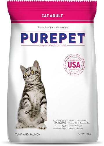 Purepet Adult Dry Cat Food Tuna & Salmon 7 Kg | Complete & Balanced Nutrition Taurine For Healthy Heart Controls Urinary pH Healthy Skin & Coat