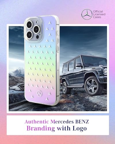 Image of CG MOBILE Mercedes-Benz Phone Case Compatible with iPhone 15 Pro Max in Transluscent Iridescent, Anti-Scratch, Comfortable & Durable Hard Case with Accessible Ports, Shock Absorption & Signature Logo
