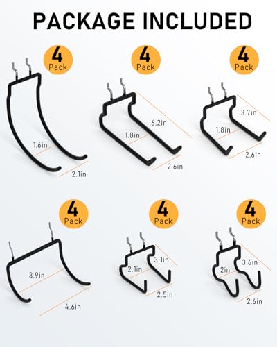 Incly 24 Pack Heavy Duty 1/4 Inch Pegboard Hooks thumb #1