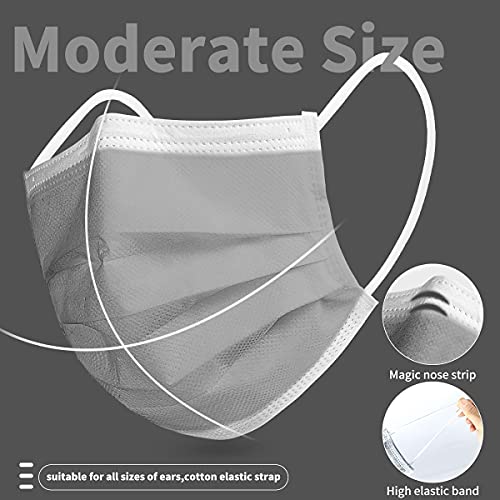 50 Pcs Disposable Face Masks Gray Face Mask Disposable Adjustable Safety Face Masks For Men Women Adults Face Cover Masks #TOP2