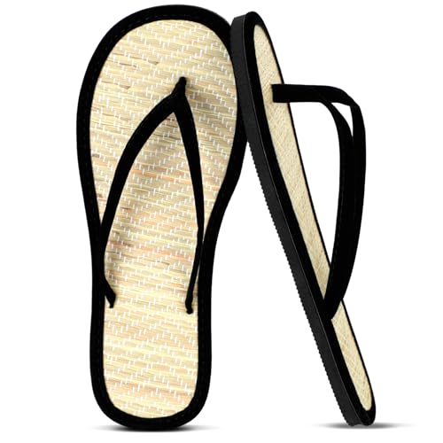 Cozypower Women's Bamboo Flip Flop Non Slip Lightweight Indoor Summer Beach Sandals Woven Straw Bamboo Slippers