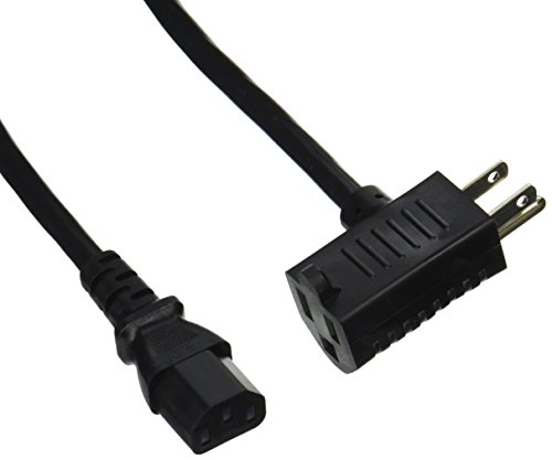 C2G 30538 Standard Power Cable with Extra Outlet, 5-15P to C13, 16 AWG, 3ft Black