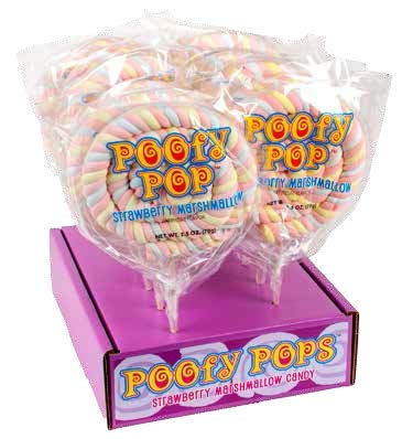 Poofy Pops Strawberry Marshmallow Lollipop Candy, 2.5 Ounce - 12 Count Display Tray