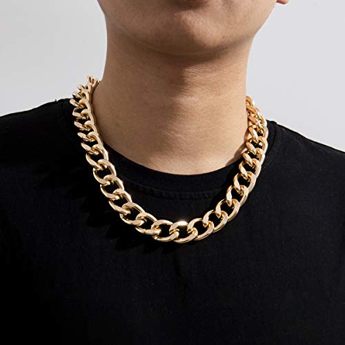 Ingemark Cuban Chunky Link Chain Choker Unisex Punk Style Thick Wide Necklace Jewelry (S3 Golden) #TOP1