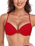 RELLECIGA Women's Push Up Bikini Top Twist Front Underwire Bathing Suit (Medium, Red, m)