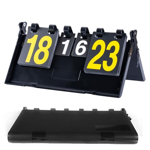 Hanlintk Tragbarer Scoreboard-Wender – Faltbarer Sport-Scoreboard für Tischtennis, Badminton, Basketball | Doppelseitige Karten-Zahlenanzeige | Innen-/Außensport & Trainer-Geschenk​​