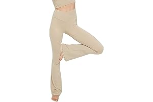 Bootleg Crossover Flare Women's Pants In Khaki