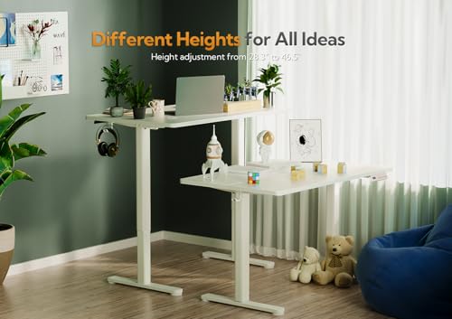Image of Claiks Electric Height Adjustable Stand Up Desk, 32x19 Inches Sit Stand Desk for Home Office, White Top /White Frame