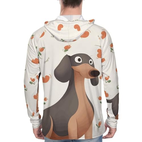 Mens UPF 50+ Sun Protection Hoodie Rash Guard Long Sleeve Sun Shirt Hiking I Love My Dog Dachshunds Fishing Hoodie-3