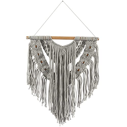 Décoration murale macramé coton gris grand format salon et chambre - 4