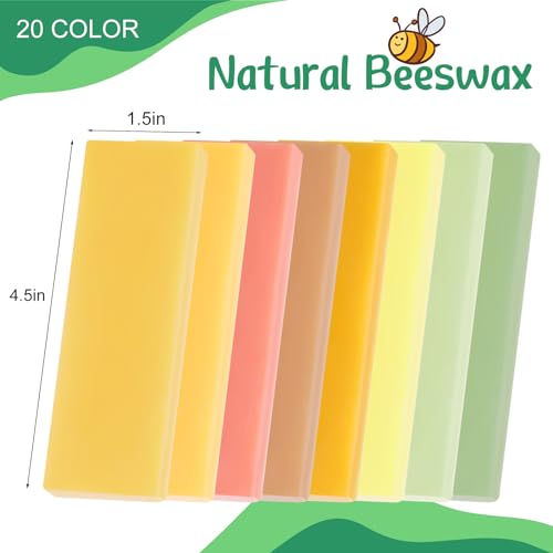 image for MTLEE 20 Pcs Natural Modeling Beeswax Pure Beeswax Bars Non Toxic Bees