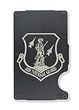 Air National Guard ANG Engraved Metal RFID Blocking Tactical Minimalist Wallet w/Money Clip Patriotic (Black)