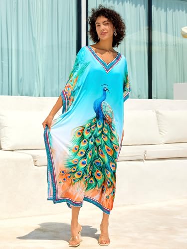 Image of NFVNKJ Women's Plus Size Beach Lounge Kaftan Maxi Dress Swimsuit Coverup for Women